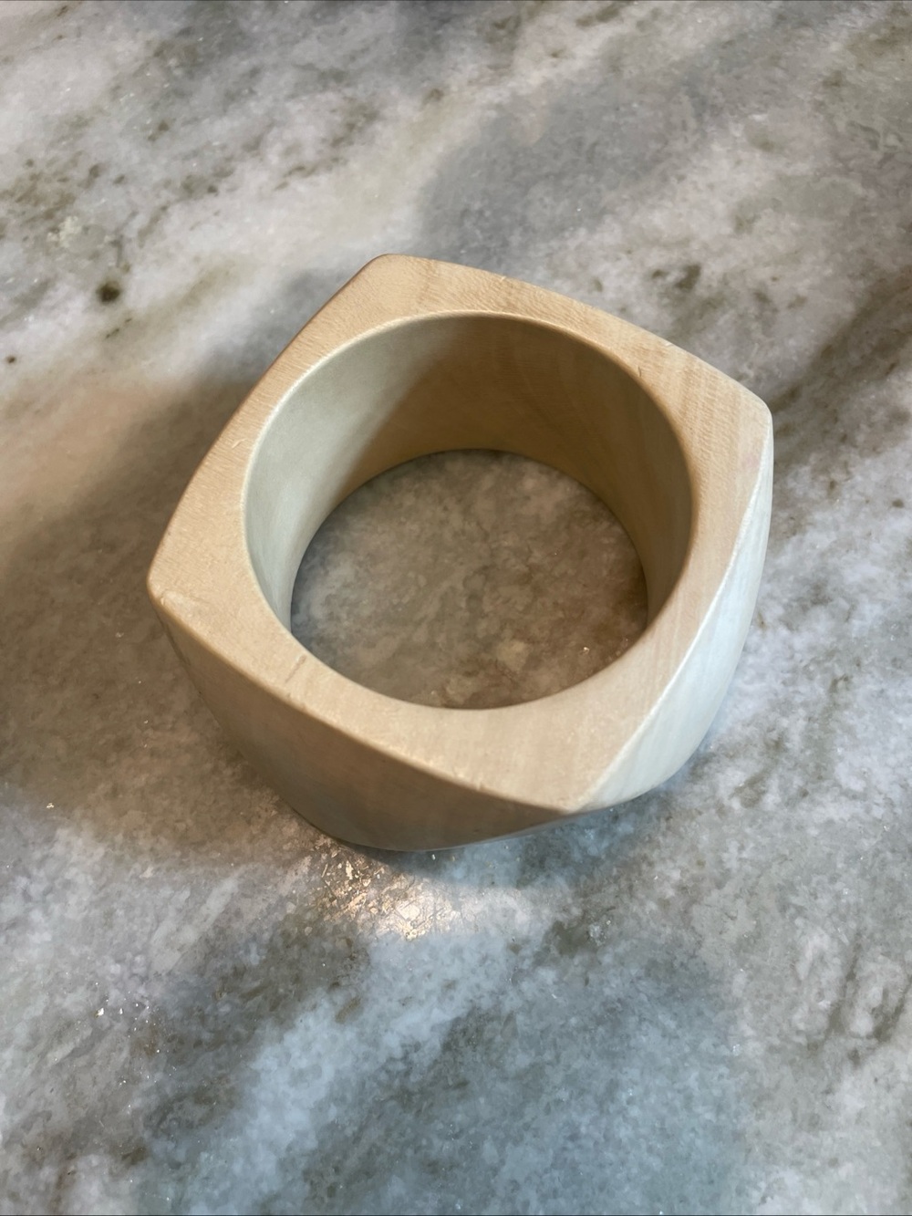 Worth New York Cream Geometric Wooden Bangle Bracelet